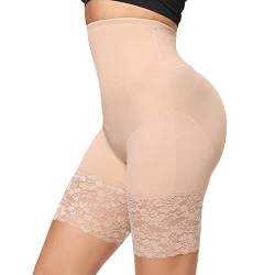 Joyshaper Damen Shapewear mit Bein Bauchweg Unterhose Hoch Taille Miederhose Body Shaper Butt Lifter Panties Unterwäsche, Beige Lace, M von Joyshaper