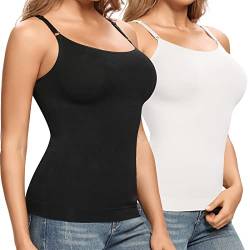 Joyshaper Damen Unterhemd Spaghettiträger Basic Top Bauchweg Figurformendes Trägertop 2er Pack Camisole Top Schwarz Weiß S von Joyshaper