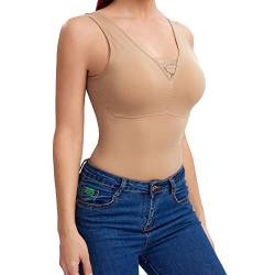 Joyshaper Damen Unterhemden Bauch Weg Tank Top Camisole Figurformendes Hemd Spitze Shaping BH Oberteile Formendes Vest Body Shaper Shapewear Beige-Spitze,S von Joyshaper