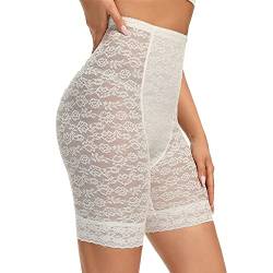 Joyshaper Damen Unterhose Unter Rock Kurz Hose Anti-Chafing Spitzen Shorts Atmungsaktiv Panty Hipster Unterwäsche, Weiß, XL von Joyshaper