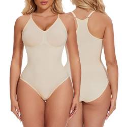 Joyshaper Shapewear Damen Body Shaper Shaping Bodysuit Bauchweg Figurformende Formende Bodys Racerback Miederbody Unterhemd Weiß/Racerback,XL von Joyshaper