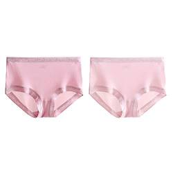 Joyunii Damen Hipster aus 100% Seide Unterwäsche Panty Slips Unterhosen 2er Pack, Rosa+dunkelrosa, Etikette M=DE 32-34=INT XS-S von Joyunii