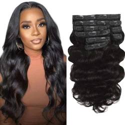 Jreitsere Body Wave Clip in Haarverlängerungen für Schwarze Frauen Menschliches Haar Clip In Extensions Echthaar Natürliche Schwarze Farbe Voller Kopf 8/Pcs 100g 16 Zoll von Jreitsere