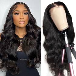 Jreitsere Brasilianische natürliche Damenperücke Body Wave 13x4 Lace Wig Human Hair Frauen Adhesive Free Bresilienne Perücke Pre gezogen Menschenhaar Perücke Natürliche Farbe 22 Zoll von Jreitsere