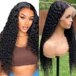 Jreitsere Echthaar Perücke 13x4x1 T Teil Lace Front Perücke Deep Wave Perücke Mit Natürlichem Haaransatz Brasilianische Haarperücken Lace Frontal Perücken 150% Dichte Glueless Perücke 18 Zoll von Jreitsere