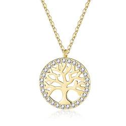 Jrêveinfini Lebensbaum Kette Halskette Damen Gold Silber 925 mit Anhänger, Mutter Tochter Kette Mama, Glücksbringer Kette Mädchen Kinder Freundin, Weihnachten Geschenke für Frauen Mädchen von Jrêveinfini