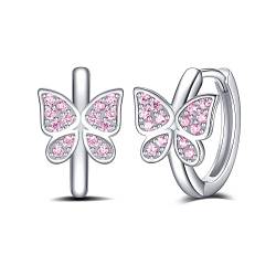 Jrêveinfini Schmetterling Ohrringe Creolen Damen Mädchen Kinder Silber 925, Schmetterling Ohrringe Creolen Mädchen Damen Silber Geschenk für Mädchen Frauen von Jrêveinfini