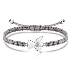 Jrêveinfini Schutzengel Armband Damen Mädchen Kinder Silber 925, Engel Schutzengel Taufe Stoff Armband Kommunion Mädchen, Glücksbringer Armband, Firmung Weihnachten Geschenke für Frauen Mädchen von Jrêveinfini