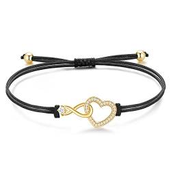 Jrêveinfini Unendlichkeit Armband Gold Silber 925 Damen Mädchen, Infinity Freundschafts Unendlichkeitszeichen armband, Herz Stoff armband Weihnachten Geschenke für Frauen Freundin Mama von Jrêveinfini