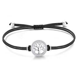 Lebensbaum Armband Damen Mädchen Kinder Silber 925, Armband Mutter Tochter Mama, Stoff Glücksbringer Schwarz Armband Damen Valentinstag Personalisierte Geschenke für Frauen Mama Mädchen Freundin von Jrêveinfini