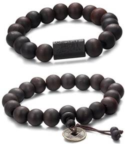 Jstyle Schmuck 2 Pcs 11mm Holz Perlen Armband für Männer Frauen Tibetan Buddhist Prayer Link Cool von Jstyle
