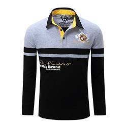 Herren Poloshirt Langarm Herren T-Shirts Baumwolle Frühling Langarm Golf Shirt Besticktes Logo Knit Polo Shirt Top (XXL, Grau) von Juanxian