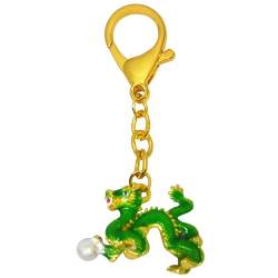 Juanxian Feng Shui Young Green Dragon Schlüsselanhänger Harmony Dragon I-ching Amulett Reichtum Wohlstand Erfolg Schlüsselanhänger W5498, grün, 8.5*4cm von Juanxian