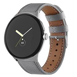 Juaupepo Echtes Lederarmband, kompatibel mit Google Pixel Watch, Damen-/Herren-Armband, Schnellverschluss, verstellbares Leder-Sport-Ersatzarmband für Google Pixel Watch (grau) von Juaupepo