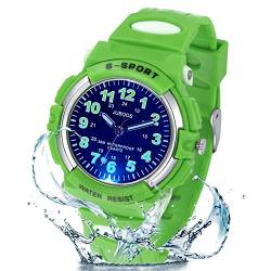 Juboos Neue 7-Farbige Kinderuhren, Kinderuhr Jungen Mädchen Analog Quartz Uhr mit Armbanduhr Kautschuk Wasserdicht Outdoor Sports Uhren 5-16 von Juboos