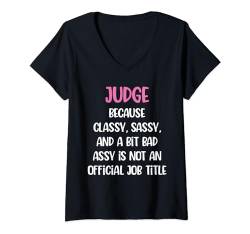 Damen Lustiger Richter, weiblicher Richter T-Shirt mit V-Ausschnitt von Judge Apparel