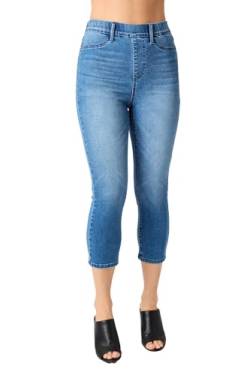 Judy Blue 78111 Caprihose mit hoher Taille, coole Denim-Hose zum Überziehen, Blau, 35 von Judy Blue