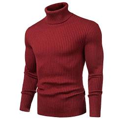 Juedoz Herren Rollkragenpullover, schmale Passform, weich, gestrickt - Rot - XX-Large von Juedoz