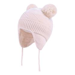 Juenier Baby Winter Hut Fleece gefüttert mit Ohrklappen Strickmützen Cap für Kinder Kleinkind Jungen Mädchen (Khaki, 12-24 Monate) von Juenier