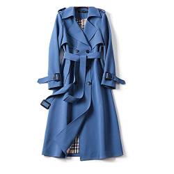 Jueshanzj Damen Windbreaker Mantel Knielang Mantel im Frühling und Herbst, Smog Blue, 50 von Jueshanzj