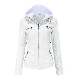 Jueshanzj lederjacke lederjacken für damen damen lederjacken kunstlederjacke damen damen lederjacke damen kunstlederjacke schwarz lederjacke für damen, weiß, 42 von Jueshanzj