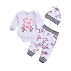 Juflam Baby Mädchen Kleidung Tante Bestie Strampler Top+Floral Pants+Hat 3Pcs Baby Tante Bekleidungssets (12–18 Monate) von Juflam