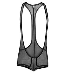 Juflam Bodysuit mit Leopardenmuster für Herren Wrestling Singlets Leotard Gym Unterwäsche (JJ74-Schwarz, X-Large) von Juflam