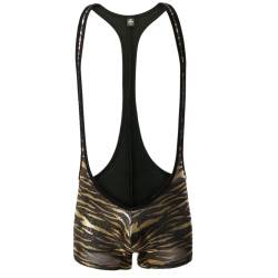 Juflam Bodysuit mit Leopardenmuster für Herren Wrestling Singlets Leotard Gym Unterwäsche (X-Large, JJ37-Gold) von Juflam