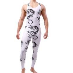 Juflam Herren Mode Gedruckt Ein Stück Bodysuit Wrestling Singlet Athletische Leotard Gym Sportswear Undershirt Vest Top (as3, alpha, m, regular, regular, Weiß) von Juflam