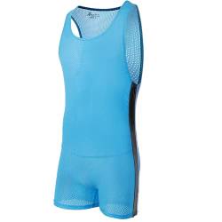 Juflam Herren Wrestling Singlet Athletic Trikot Body Gym Sportswear Unterhemd (X-Large, Blau) von Juflam