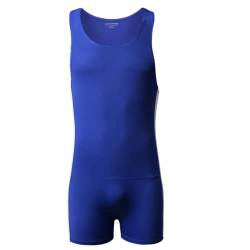 Juflam Herren Wrestling Singlet Athletic Trikot Body Gym Sportswear Unterhemd (X-Large, WH70-Blau) von Juflam