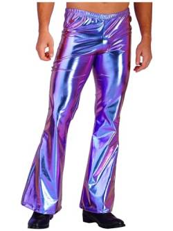 Jugaoge Herren Metallic Hose Ausgestellt Lack Leder Optik 70er 80er Jahre Outfits Disco Hippie Cosplay Bell Bottom Pants Bunt XL von Jugaoge