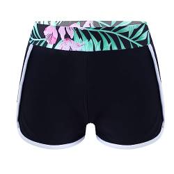 Jugaoge Mädchen Kurze Badehose Sport Badeshorts Schnell Trocknendes Schwimmshorts Wassersport Fitness Training Hotpants Schwarz Grün B 170-176 von Jugaoge