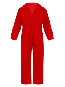 Jugaoge Unisex Kinder Arbeitsoverall Mädchen Jungen Arbeitskleidung Baumwolle Overall Arbeitsanzug Schutzanzug Coverall Halloween Outfits Rot 170-176 von Jugaoge