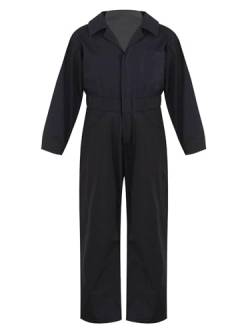 Jugaoge Unisex Kinder Arbeitsoverall Mädchen Jungen Arbeitskleidung Baumwolle Overall Arbeitsanzug Schutzanzug Coverall Halloween Outfits Schwarz 146-152 von Jugaoge