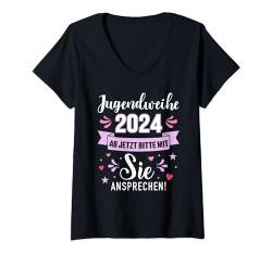 Jugendweihe 2024 ab jetzt mit Sie ansprechen für Mädchen T-Shirt mit V-Ausschnitt von Jugendweihe 2024 Shop