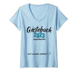 Damen Jugendweihe 2023 Gästebuch zur Deko jungen Mädchen Geschenk T-Shirt mit V-Ausschnitt von Jugendweihe Geschenke Store