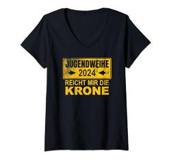 Damen Jugendweihe 2024 Reicht Mir die Krone T-Shirt mit V-Ausschnitt von Jugendweihe Geschenke für Jungen 2024