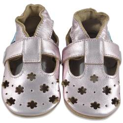 Baby Sandalen - Lauflernschuhe - Krabbelschuhe - Babyschuhe - Goldene Blumen 12-18 Monate (Größe 22/23) von Juicy Bumbles