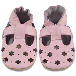 Baby Sandalen - Lauflernschuhe - Krabbelschuhe - Babyschuhe - Rosa Blumen 18-24 Monate (Größe 23/24) von Juicy Bumbles