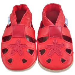 Baby Sandalen - Lauflernschuhe - Krabbelschuhe - Babyschuhe - Roter Seestern 12-18 Monate (Größe 22/23) von Juicy Bumbles