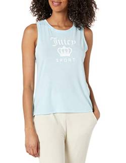 Juicy Couture Damen Ärmelloses Tanktop mit Sport-Logo Trägershirt/Cami Shirt, Crystal Blue, Groß von Juicy Couture