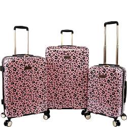 Juicy Couture Jane 3-teiliges Hartschalen-Trolley-Set, pink Leopard, Einheitsgröße, Jane 3-teiliges Hardside Spinner Gepäck-Set von Juicy Couture