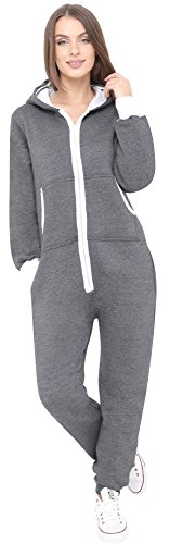 Juicy Trendz Damen Schlafoverall Onesie Alles in Einem Beiläufig Nachtwäsche Schlafanzüge, Holzkohle, S von Juicy Trendz