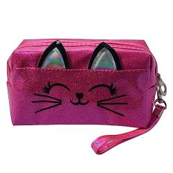 Juleeze Damenkulturtasche Katze 18x10 cm Rosa Synthetisch Rechteck von Juleeze