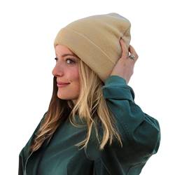 Julesmar Beanie Mütze Amsterdam - für Winter und Frühling - warme, dünne und elastische Mütze, Feinstrick, Slouchy Beanie für Damen und Herren - einfarbig, Beige von Julesmar