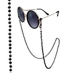 Julesmar Brillenkette Bali mit schwarzen Kristall Perlen/Elegante Brillenkordel, Brillenband für Sonnenbrille, Lesebrille/Sunglasses Chain, Strap - Black Pearl Crystals/Sommer Boho Accessoire von Julesmar