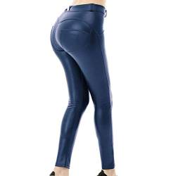 Juleya Damen Srumpfhose Skinny Hose Leggins Sexy Leder Leggings PVC Kunstleder Leder Look Casual Sport Yoga Hosen Marine XL von Juleya