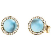 Julie Julsen Paar Ohrstecker BLUE TOPAZ, JJGER0571.BT, mit Blautopas (beh) - mit Brillant von Julie Julsen