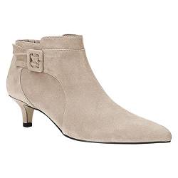 Juliet Holy Damen-Stiefeletten mit spitzem Zehenbereich, Kätzchen-Absätze, Wildlederimitat, seitlicher Reißverschluss, Beige, 41 EU von Juliet Holy